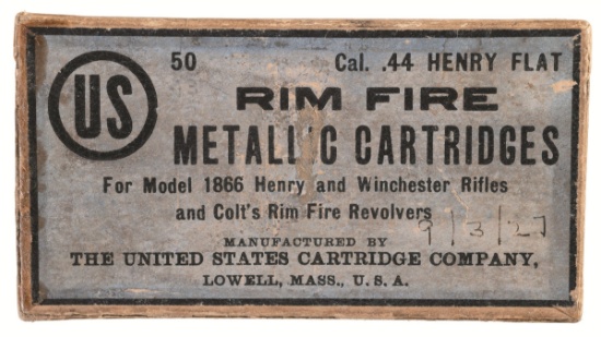 United States Cartridge Co. Box of .44 Henry Flat RF Cartridges