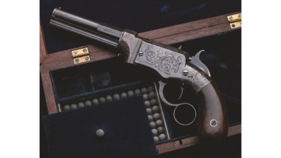 Cased and Engraved, Smith & Wesson No. 1 Lever Action Pistol