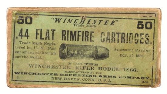 Winchester 50 Count Box of .44 Henry Flat RF Cartridges