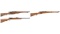 Three Swiss Military Straight Pull Bolt Action Rifles