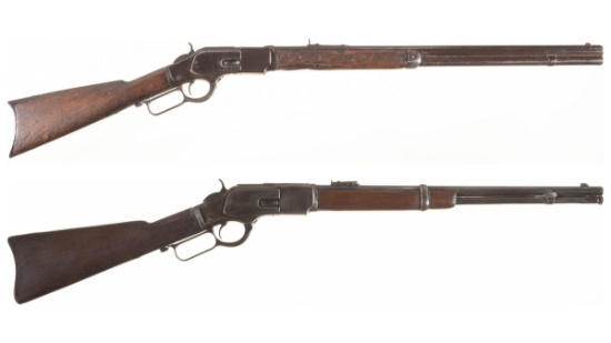 Two Antique Winchester Model 1873 Lever Action Long Guns