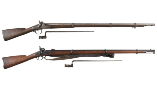 Two Civil War Era Percussion Long Guns with Bayonets