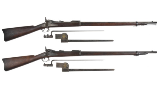 Two U.S. Springfield Trapdoor Rifles with Bayonets