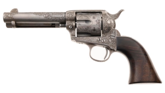 Engraved Antique Colt Single Action Army Revolver with Letter