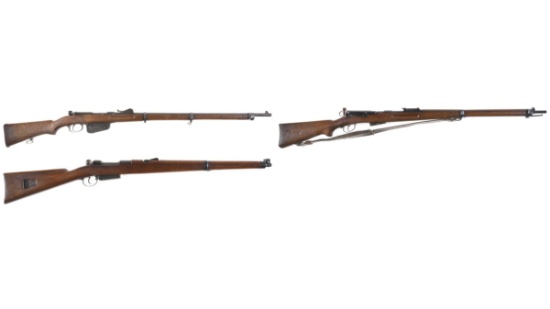 Three European Military Straight Pull Bolt Action Longarms