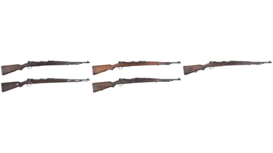 Five Military Mauser Bolt Action Rifles
