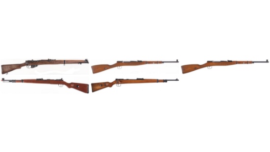 Four .22 Caliber Bolt Action Training Rifles and One Air Rifle