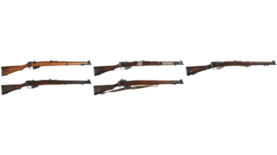 Five British Military Enfield Bolt Action Rifles