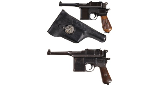 Two Mauser Broomhandle Semi-Automatic Pistols