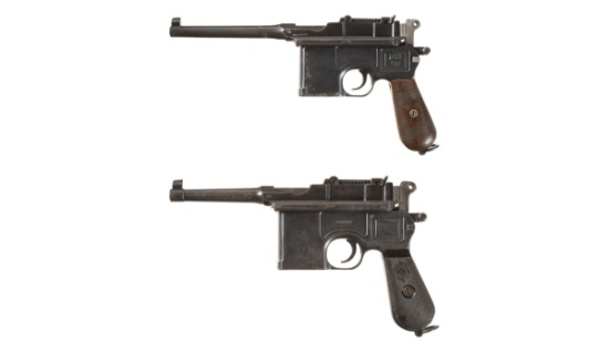 Two Mauser Broomhandle Semi-Automatic Pistols
