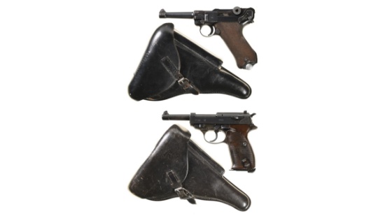 Two German Semi-Automatic Pistols with Holsters