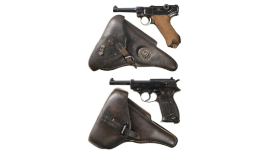 Two German Semi-Automatic Pistols with Holsters
