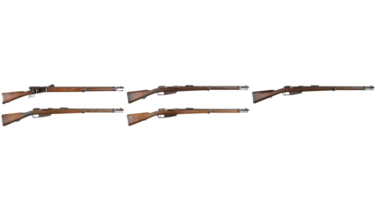 Five Antique European Military Bolt Action Rifles