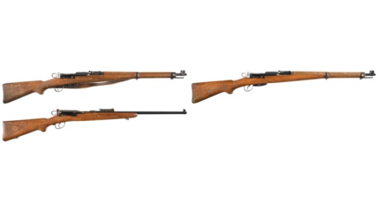 Three Swiss Military Straight Pull Bolt Action Rifles