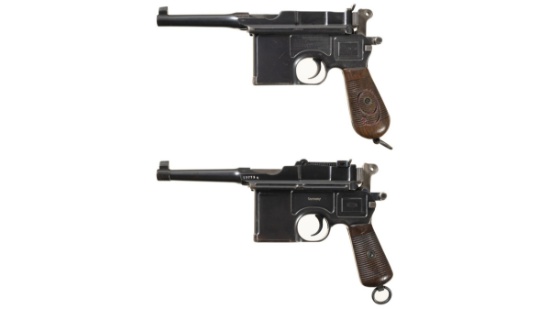 Two Mauser Broomhandle Semi-Automatic Pistols