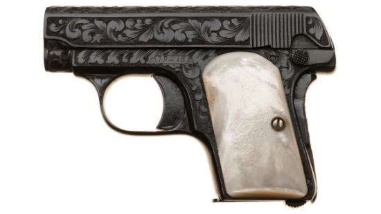 Engraved Colt Model 1908 Vest Pocket Pistol with Pearl Grips