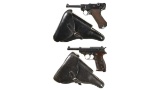 Two German Semi-Automatic Pistols with Holsters