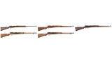 Five Japanese Military Type 99 Bolt Action Rifles