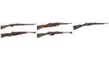 Five European Military Pattern Bolt Action Longarms