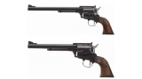 Two Ruger Flattop Blackhawk Revolvers