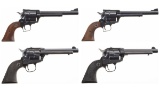 Four Ruger Single Action Revolvers with Boxes