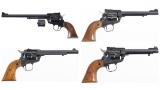 Four Ruger Single Six Single Action 22 Revolvers with Boxes