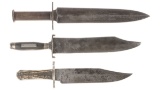 Three Large Bowie Style Knives