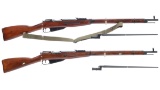 Two Soviet Model 91/30 Mosin Nagant Rifles with Accessories