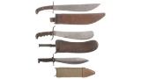 Three U.S. Springfield Bolo Knives with Scabbards