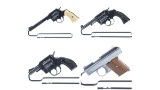 Three Double Action Revolvers and One Semi-Automatic Pistol