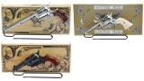 Three Italian Single Action Replica Revolvers with Boxes