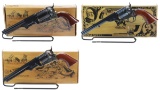 Three Italian Single Action Replica Revolvers with Boxes