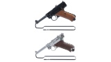 Two Luger Style Semi-Automatic Pistols