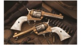 Engraved & Gold & Silver Plated Pair of Colt Single Action Armys