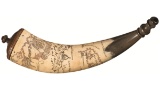 William Woolsey Inscribed Polychrome New York Map Powder Horn