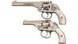 Two American Double Action Hammerless Revolvers with Pearl Grips