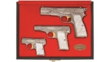 Cased Factory Engraved Belgian Browning Renaissance Pistol Set