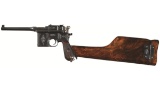 Engraved Mauser Model 1896 Broomhandle Semi-Automatic Pistol