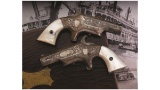 Cased Pair Factory Engraved Brown Mfg. Southerner Derringers