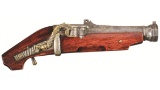 Ornate Japanese Matchlock Pistol with Dragon Inlaid Barrel