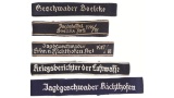 Published Set of Five Scarce Luftwaffe Cuff Titles