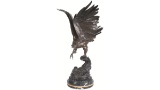 Bronze Statue of an Eagle on a Branch by Jules Moigniez