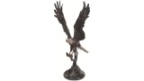 Bronze of an Eagle Catching a Fish Signed by Scott