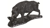 Bronze Statue of a Razorback Boar Signed by Fratin