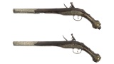 Pair of Embellished Ottoman Style Flintlock Pistols