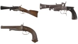 Three European Single Shot Pinfire Pistols