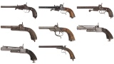 Eight Engraved Antique European Pistols