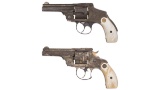 Two Engraved and Gold Smith & Wesson Safety Hammerless Revolvers