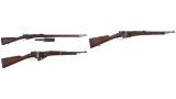 Three French Berthier Pattern Military Bolt Action Rifles