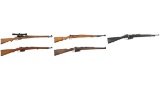 Five European Military Pattern Bolt Action Longarms